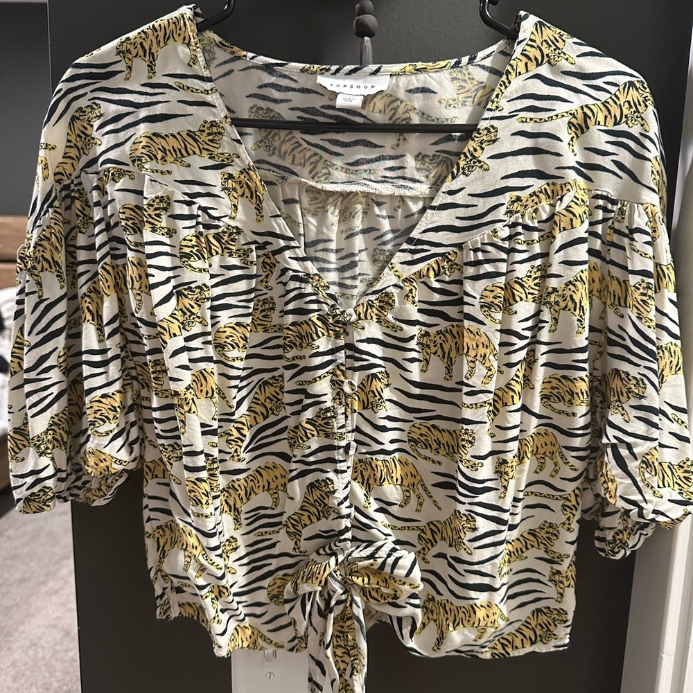 Topshop Black and Yellow Tiger Print Blouse